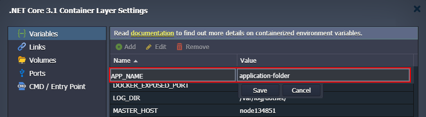 .NET Core Uygulama Adı Değişkeni