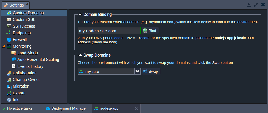 Node.js Domain Yönetimi